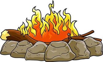 Cartoon Camp Fire With Flames vector