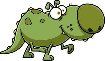 Cute Green Dino Dog Cartoon Character Walking vector