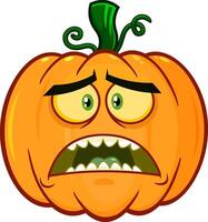 Scared Halloween Pumpkin Cartoon Emoji Face Character With Sad Expression vector