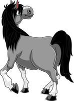 Gray Horse Cartoon Mascot Character Walking vector