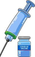 Cartoon Medical Syringe And Vaccine Bottle vector