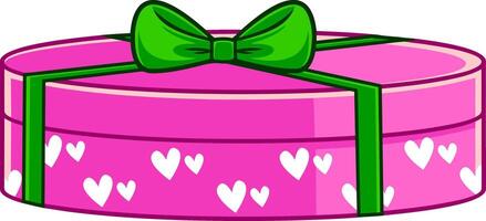 Cartoon Pink Gift Box With Ribbon And Hearts vector