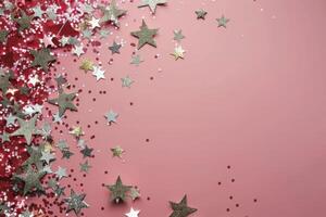 Pink Background With Silver and Gold Stars photo