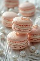 Pink Macaroons on Table photo