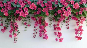 White Wall With Red Flowers photo