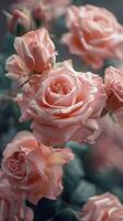 A Bunch of Pink Roses With Green Leaves photo