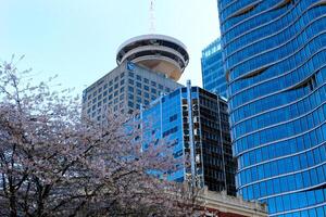 varios reconocible lugares y atracciones de Vancouver en Canadá ciudad centrar bueno clima limpiar céntrico azul cielo enorme edificios rascacielos muchos videos y fotos de esta tema británico Columbia