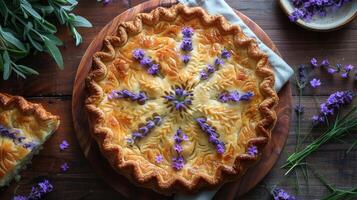 Pie on Wooden Table photo