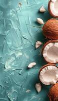 Coconuts on Blue Surface photo