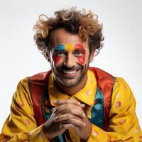 Close Up of Person Wearing Clown Makeup photo