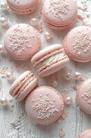 Pink Macaroons on Table photo