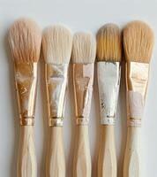 Row of Makeup Brushes on White Background photo