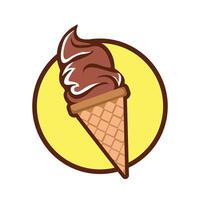 Ice Cream Cone Cartoon Icon Illustration. Sweet Food . Flat Cartoon Style vector