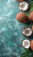 Coconuts on Blue Surface photo