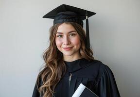 Graduating Woman in Cap and Gown photo