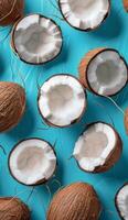 Coconuts on Blue Surface photo