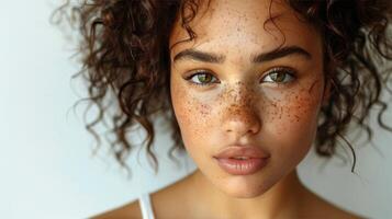 Close Up Portrait of Woman With Freckles photo