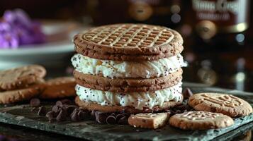 Stack of Cookies and Ice Cream Sandwiches photo