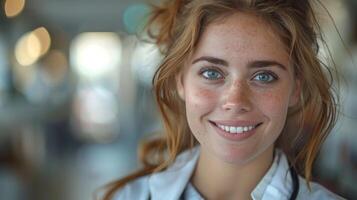 Woman With Stethoscope in Hospital photo