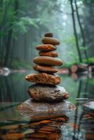 Stack of Rocks on Body of Water photo