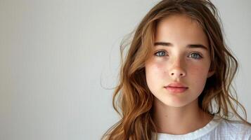 Young Girl With Long Hair and Blue Eyes photo