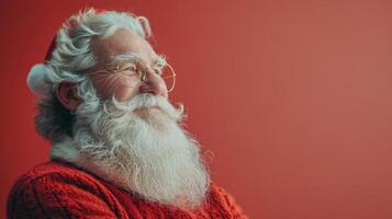 Man With Long White Beard Wearing Red Sweater photo