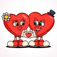 Pair of hearts, cartoon mascot vector