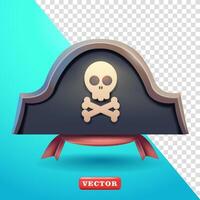 Pirate hat with skull symbol, 3d . Suitable for design elements and game elements vector