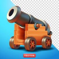 Cannon with wheeled cart, 3d. Suitable for design elements and game elements vector