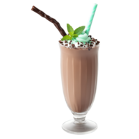 Chocolate Mint Chip Milkshake mint chips chocolate syrup refreshing combo invigorating Summer drink concept Final png