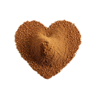 Teff flour dark brown fine powder soft heart outline with gentle highlights Food and culinary png