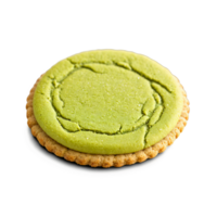 matcha groen thee koekje met levendig groen kleur zacht en taai structuur afgestoft met matcha png