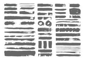 Rough paint brush strokes design set. Creative hand drawn brushes template bundle. Rough textured circle and line stroke. vector