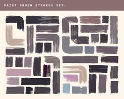 Paint brush strokes element bundle. Creative freehand brushes template set. Grunge ink strokes design. Creative hand drawn brushes layout. vector