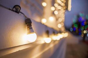 Glowing String Lights on a Building photo