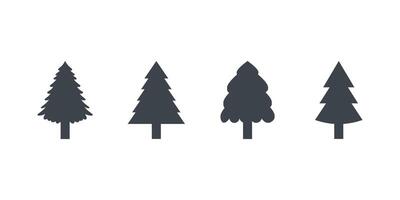 Set of Christmas tree on white background. vector