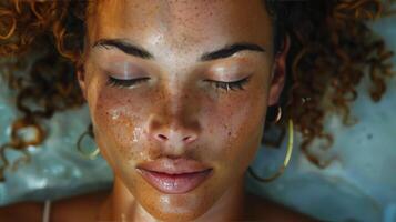 Close Up Portrait of Woman With Freckles photo