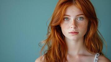 Woman With Red Hair Looking at Camera photo