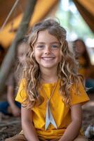 Group of Young Children With Long Hair photo