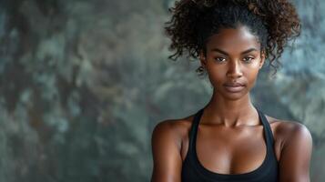 Woman in Sports Bra Posing for Picture photo