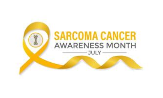 ilustración sarcoma y hueso cáncer conciencia caligrafía póster diseño. realista amarillo cinta. hueso cáncer, antecedentes. vector