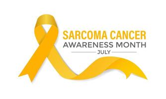 Illustration Sarcoma and Bone Cancer Awareness Calligraphy Poster Design. Realistic Yellow Ribbon. Bone Cancer, background. vector