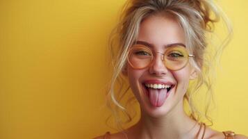 Woman With Glasses Making a Funny Face photo