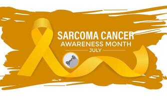 Illustration Sarcoma and Bone Cancer Awareness Calligraphy Poster Design. Realistic Yellow Ribbon. Bone Cancer, background. vector