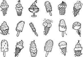 Ice cream set, illustration. Collection of ice cream icons. illustration of the design of ice cream icons. The ice cream icon stands out on a white background. illustration vector
