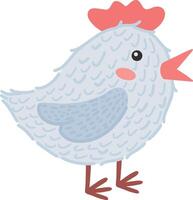 illustration of a chicken, a chicken bird. A vivid illustration of Easter. A retro-style picture for a happy Easter. Stock illustration. Egg packaging design. illustration vector
