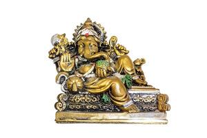 Golden Ganesha Statue on White Background photo