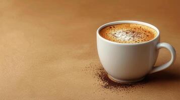 A Cup of Coffee and Leaves on a Table photo