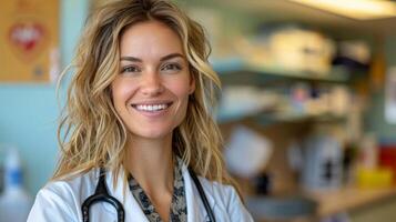 Woman With Stethoscope in Hospital photo