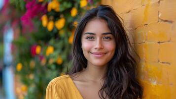 Woman With Frizzy Hair Smiling photo